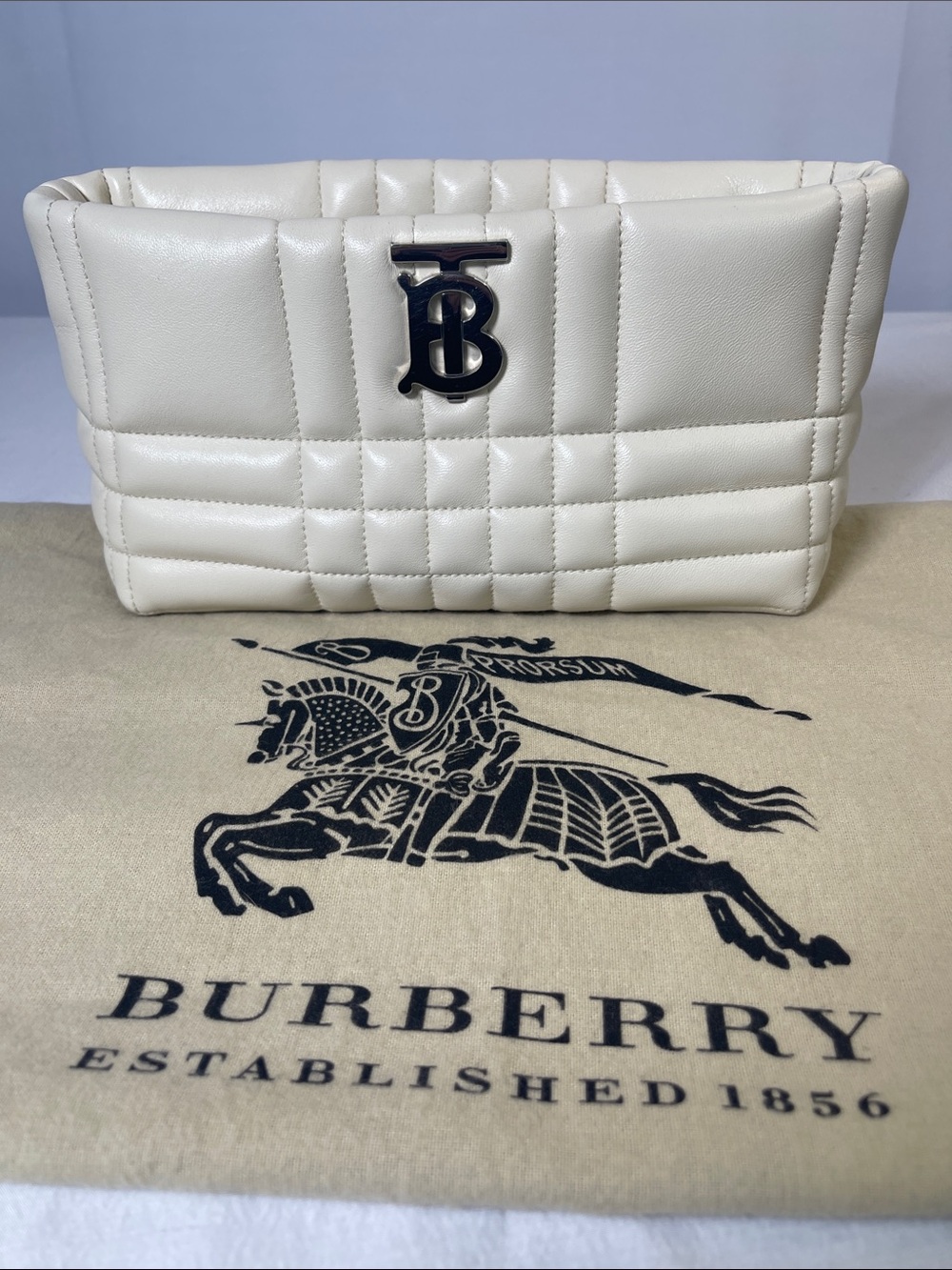 Burberry Lola Small Ivory Quilted Leather Shoulder Bag Authenticated  dust bag